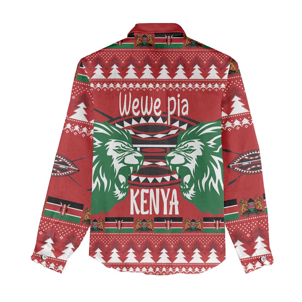Afro Kenya Christmas Women Casual Shirt Head Lion - Heri ya Krismasi LT18