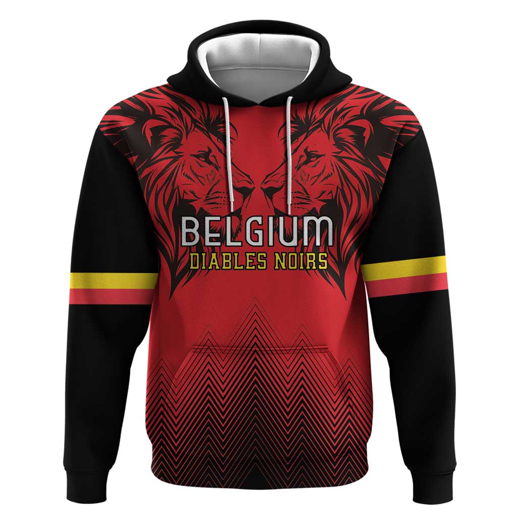 Custom Belgium Rugby Hoodie Diables Noirs Lion Head LT18