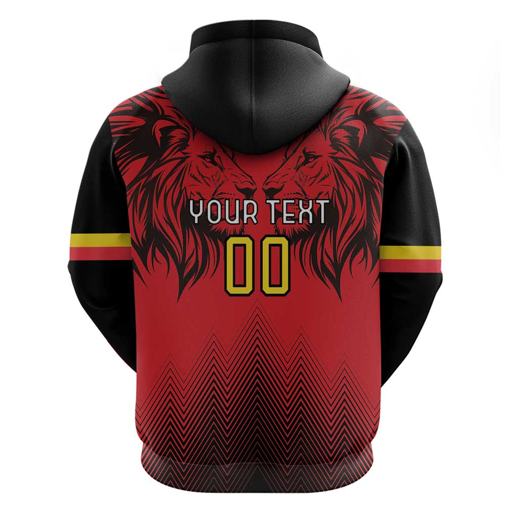 Custom Belgium Rugby Hoodie Diables Noirs Lion Head LT18