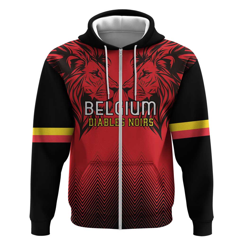 Custom Belgium Rugby Hoodie Diables Noirs Lion Head LT18