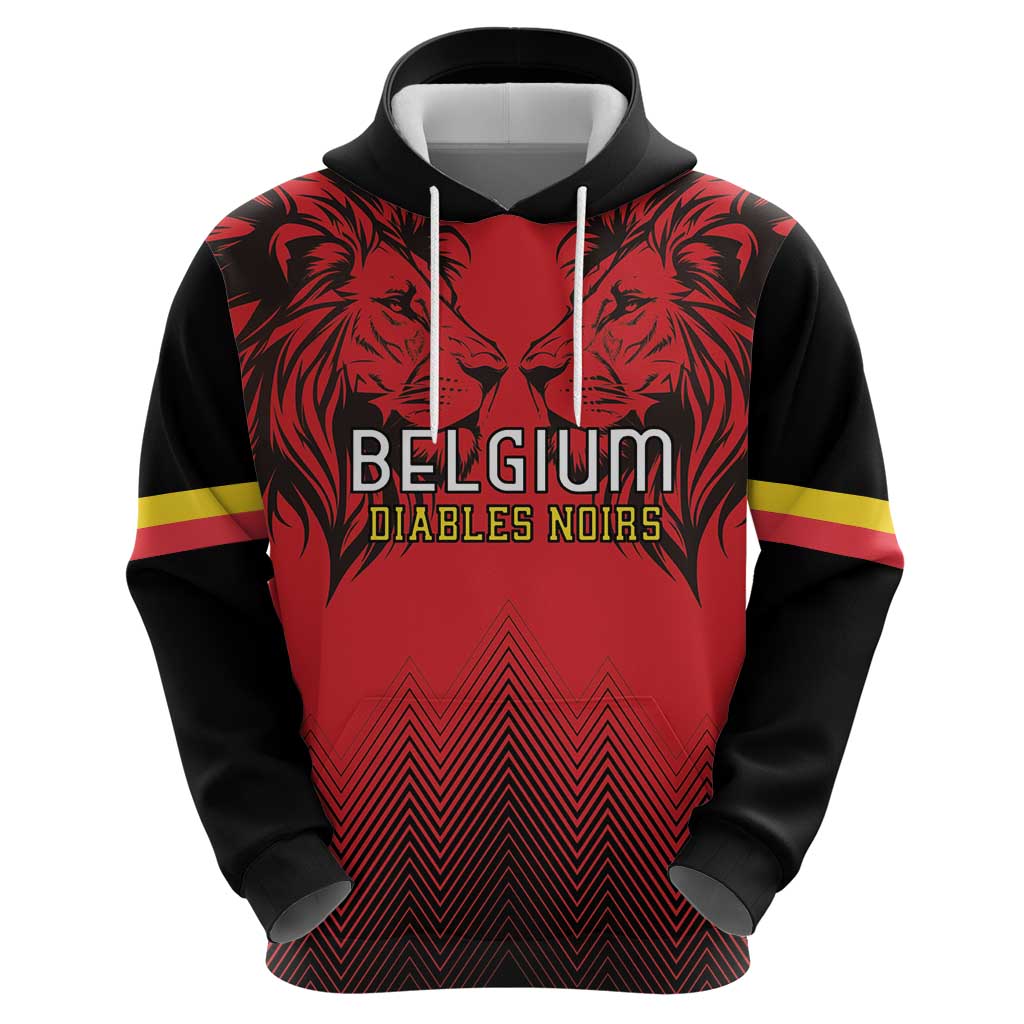Custom Belgium Rugby Hoodie Diables Noirs Lion Head LT18