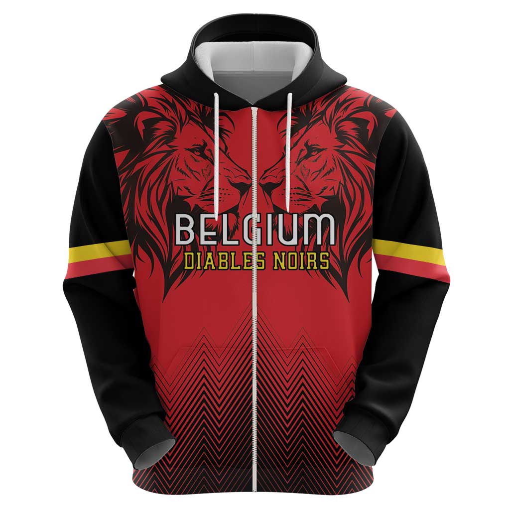 Custom Belgium Rugby Hoodie Diables Noirs Lion Head LT18
