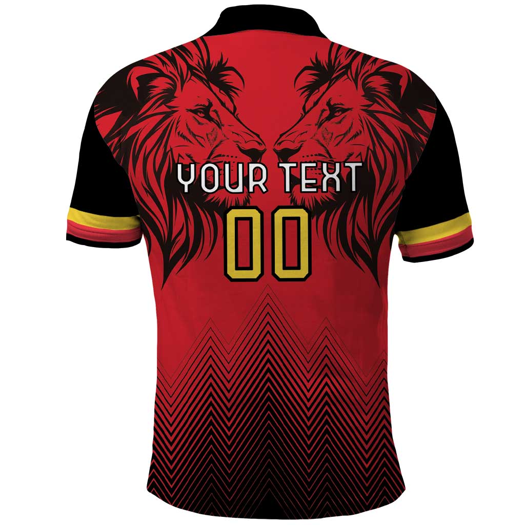 Custom Belgium Rugby Polo Shirt Diables Noirs Lion Head LT18