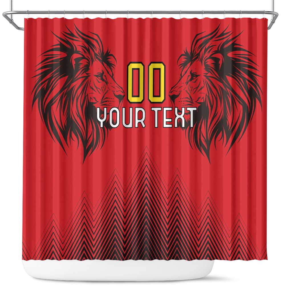 Custom Belgium Rugby Shower Curtain Diables Noirs Lion Head LT18