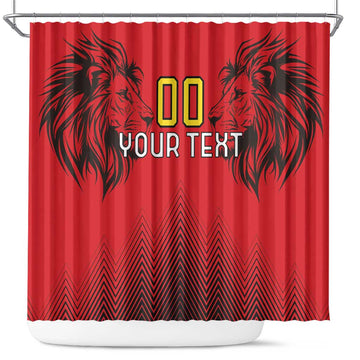 Custom Belgium Rugby Shower Curtain Diables Noirs Lion Head LT18