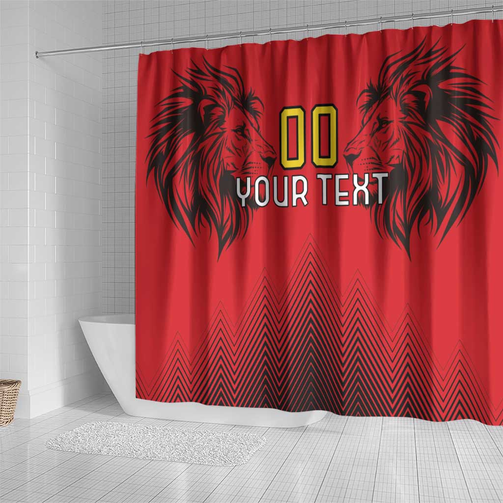 Custom Belgium Rugby Shower Curtain Diables Noirs Lion Head LT18