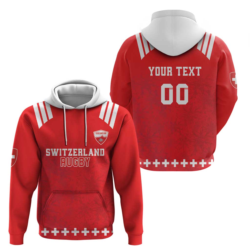 Custom Switzerland Rugby Hoodie Edelweis Pattern LT18