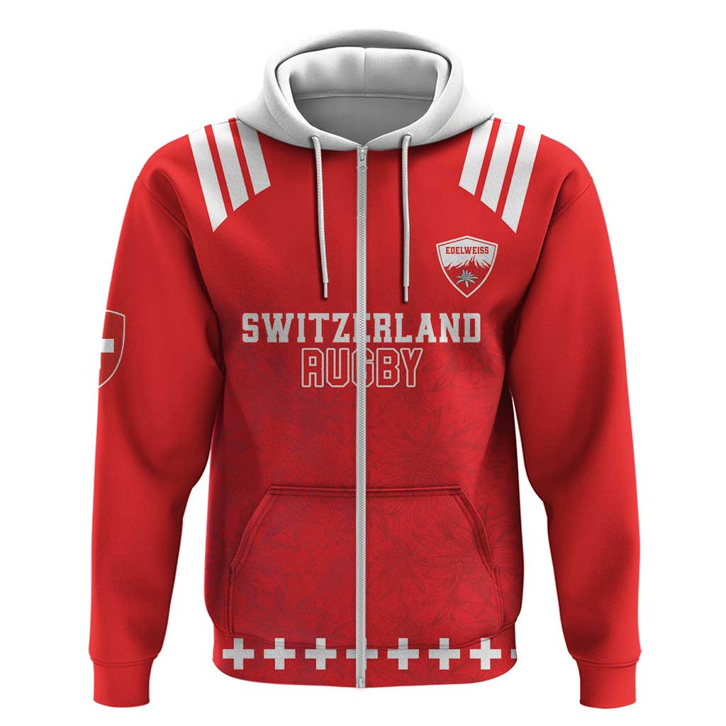 Custom Switzerland Rugby Hoodie Edelweis Pattern LT18