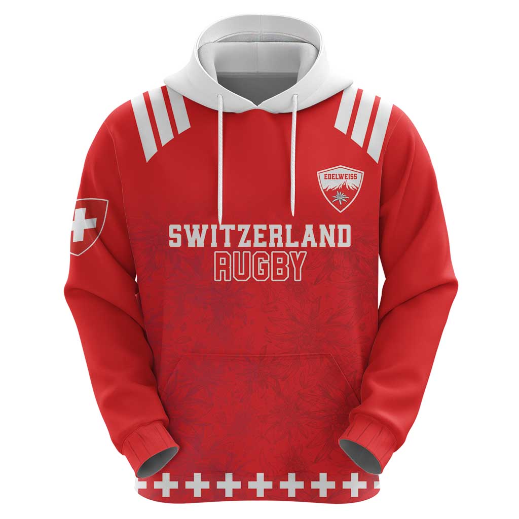 Custom Switzerland Rugby Hoodie Edelweis Pattern LT18