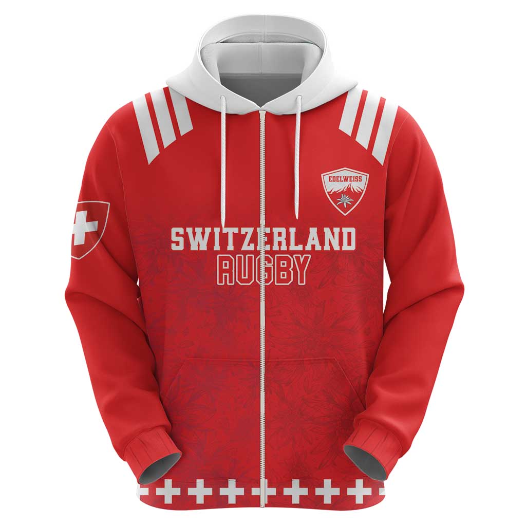 Custom Switzerland Rugby Hoodie Edelweis Pattern LT18