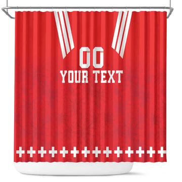 Custom Switzerland Rugby Shower Curtain Edelweis Pattern LT18