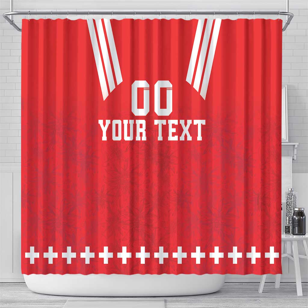 Custom Switzerland Rugby Shower Curtain Edelweis Pattern LT18