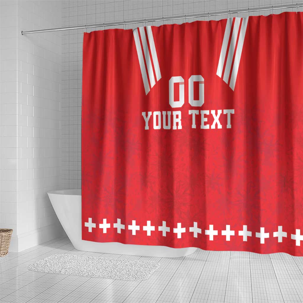 Custom Switzerland Rugby Shower Curtain Edelweis Pattern LT18