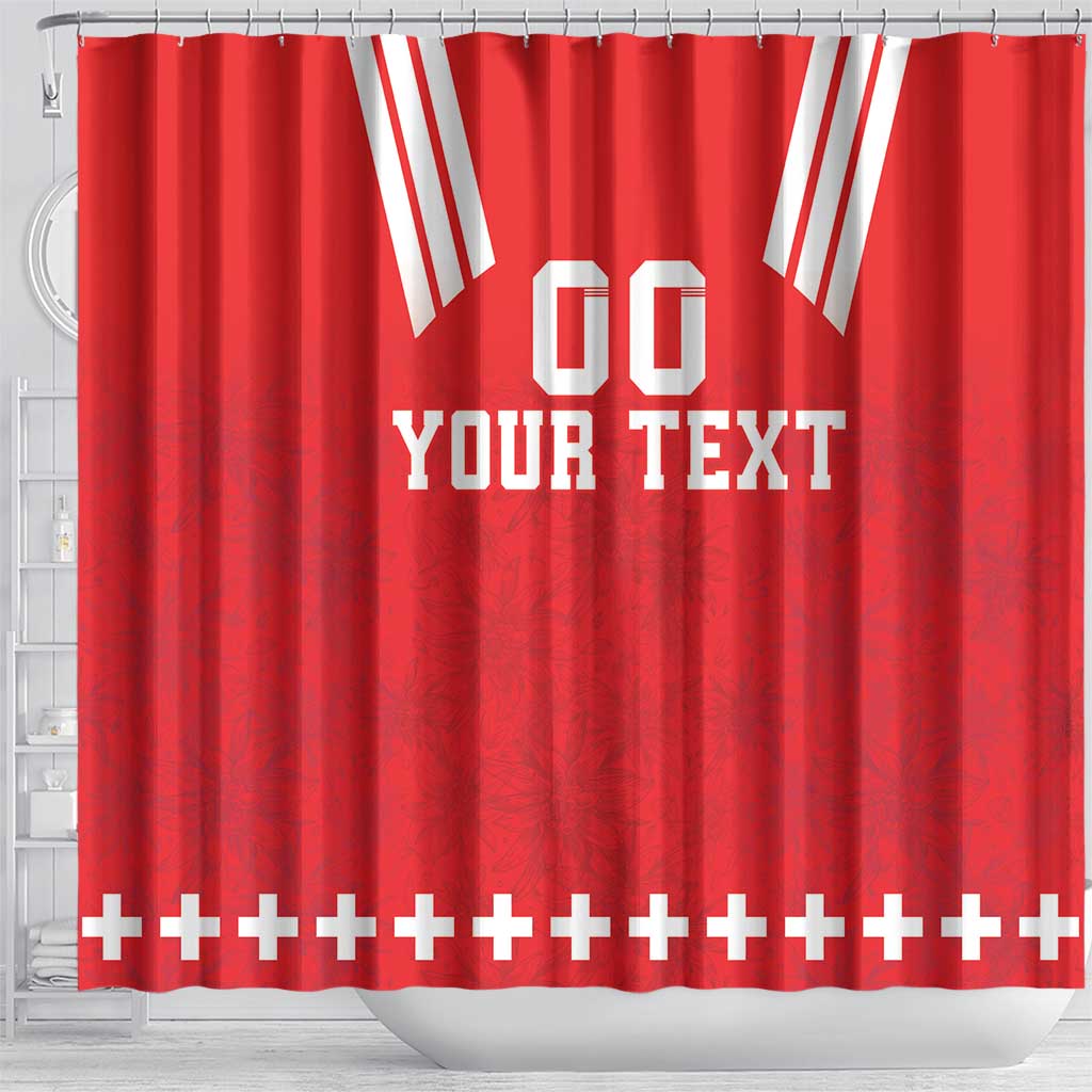 Custom Switzerland Rugby Shower Curtain Edelweis Pattern LT18