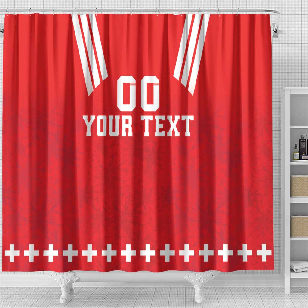 Custom Switzerland Rugby Shower Curtain Edelweis Pattern LT18