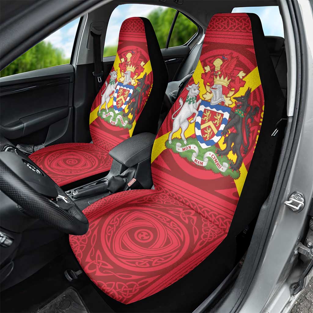 Personalized Anglesey Ynys Mon Car Seat Cover Map and Emblem Celtic Style LT19