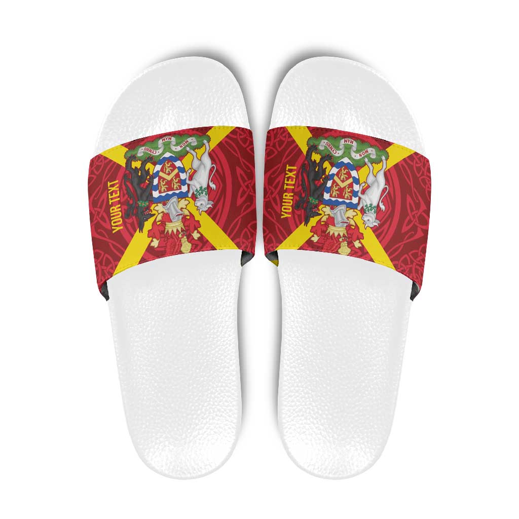 Personalized Anglesey Ynys Mon Slide Sandals Map and Emblem Celtic Style LT19