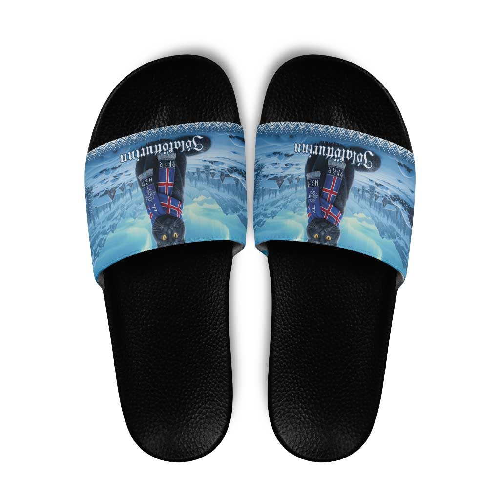 Iceland Christmas Slide Sandals Icelandic Yule Cat LT19