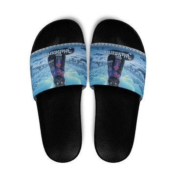 Iceland Christmas Slide Sandals Icelandic Yule Cat LT19