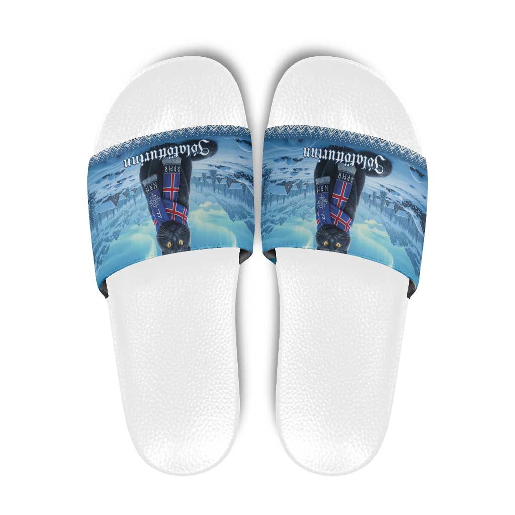 Iceland Christmas Slide Sandals Icelandic Yule Cat LT19