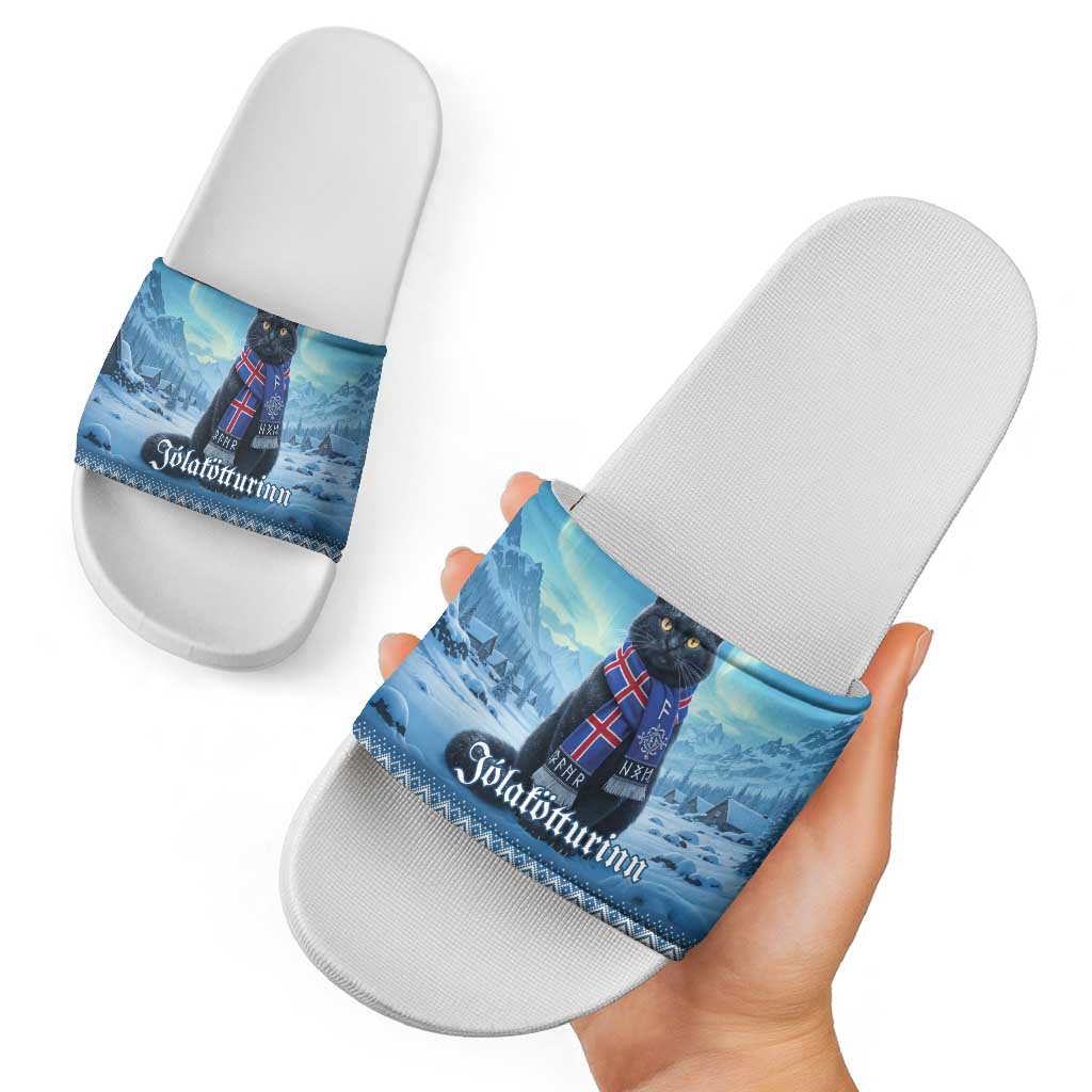 Iceland Christmas Slide Sandals Icelandic Yule Cat LT19