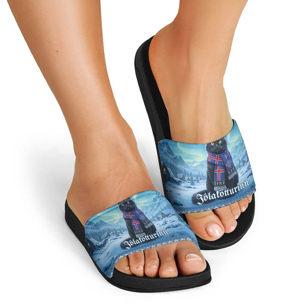 Iceland Christmas Slide Sandals Icelandic Yule Cat LT19