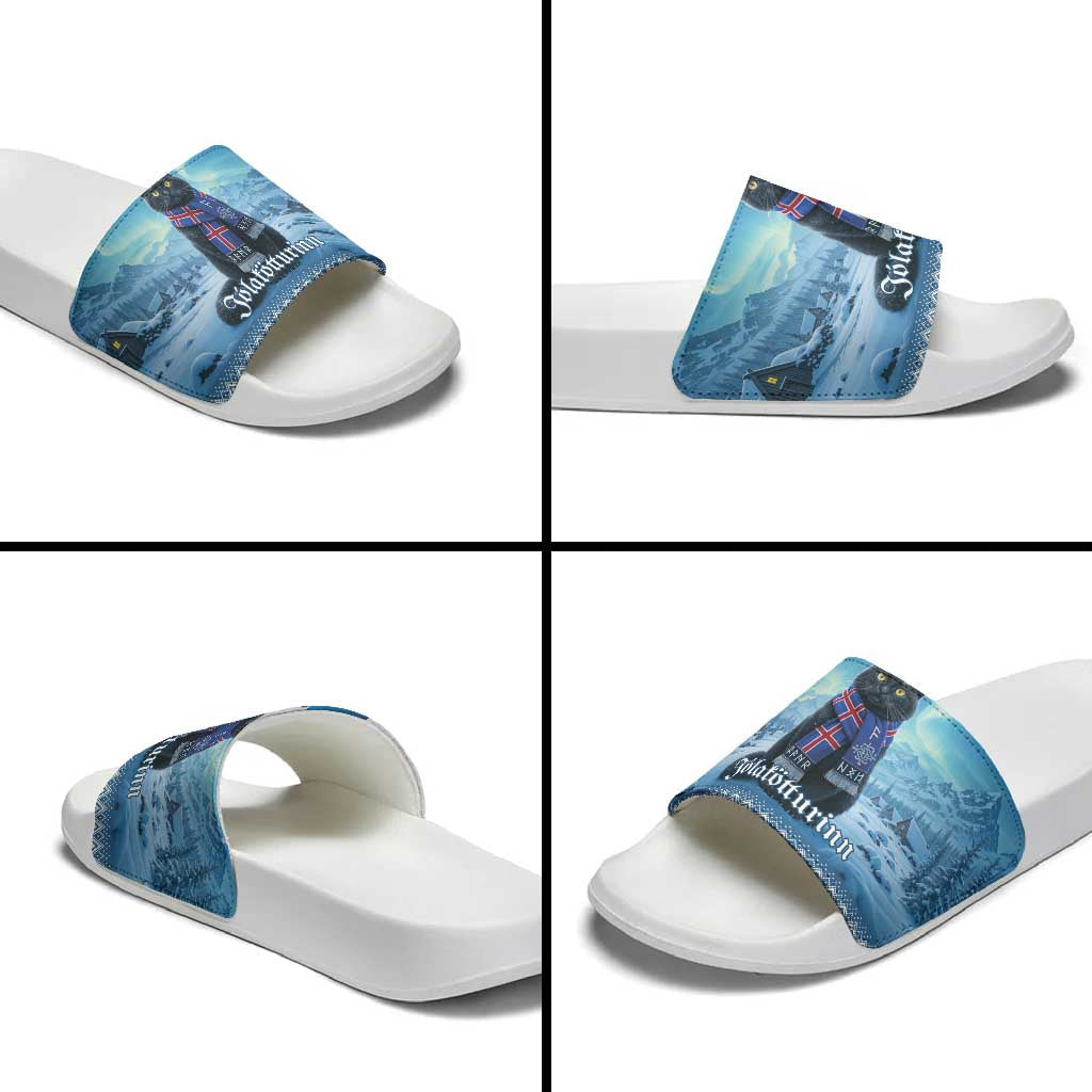 Iceland Christmas Slide Sandals Icelandic Yule Cat LT19