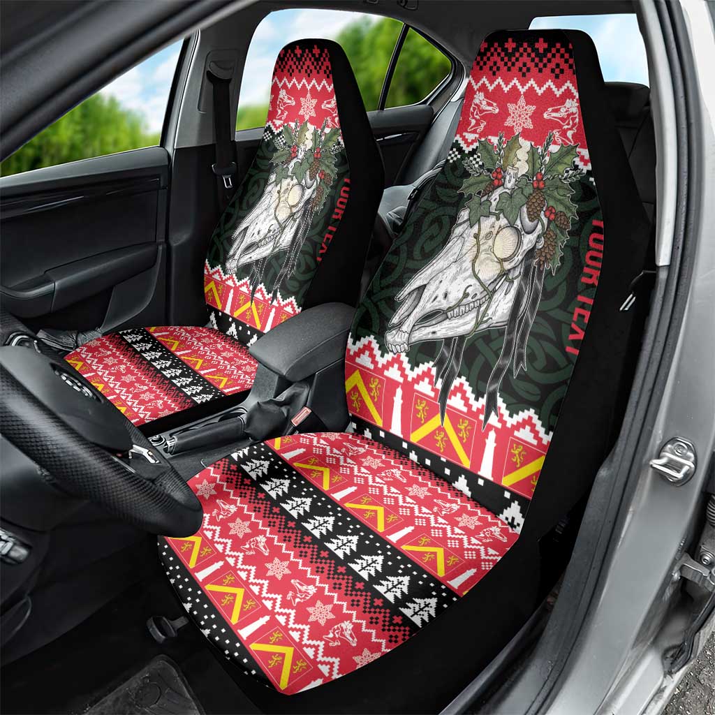 Personalized Anglesey Wales Christmas Car Seat Cover Mari Lwyd Celtic Knot Style LT19