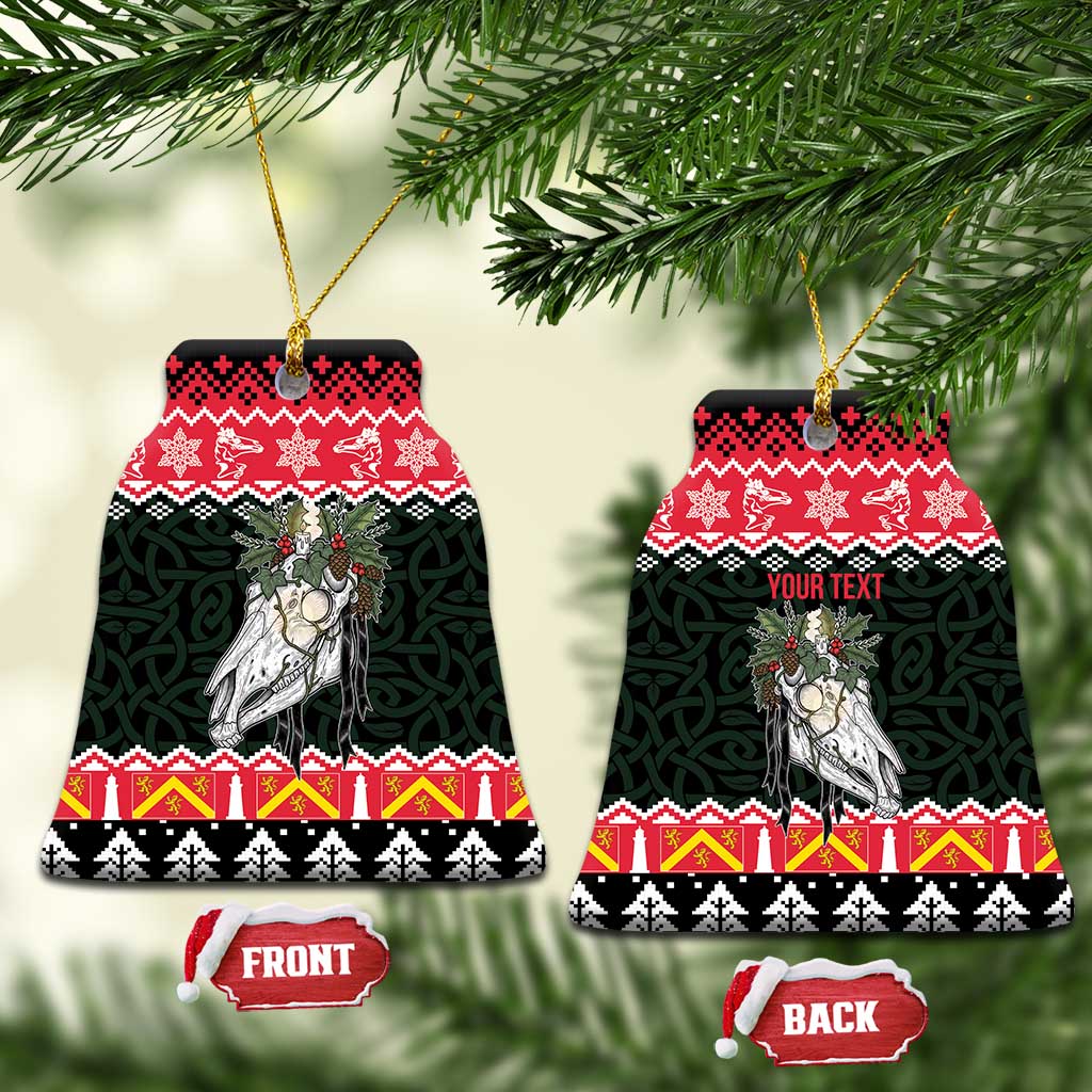 Personalized Anglesey Wales Christmas Ceramic Ornament Mari Lwyd Celtic Knot Style LT19