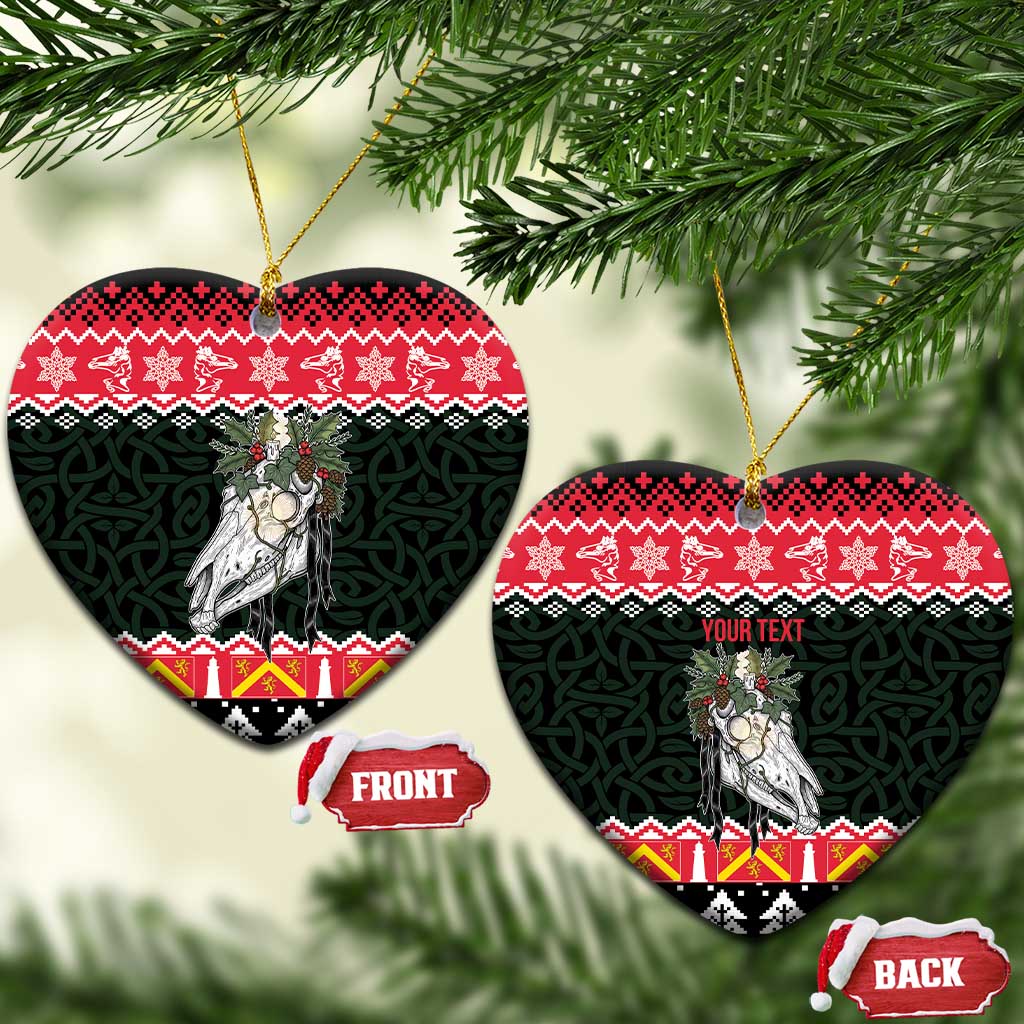 Personalized Anglesey Wales Christmas Ceramic Ornament Mari Lwyd Celtic Knot Style LT19