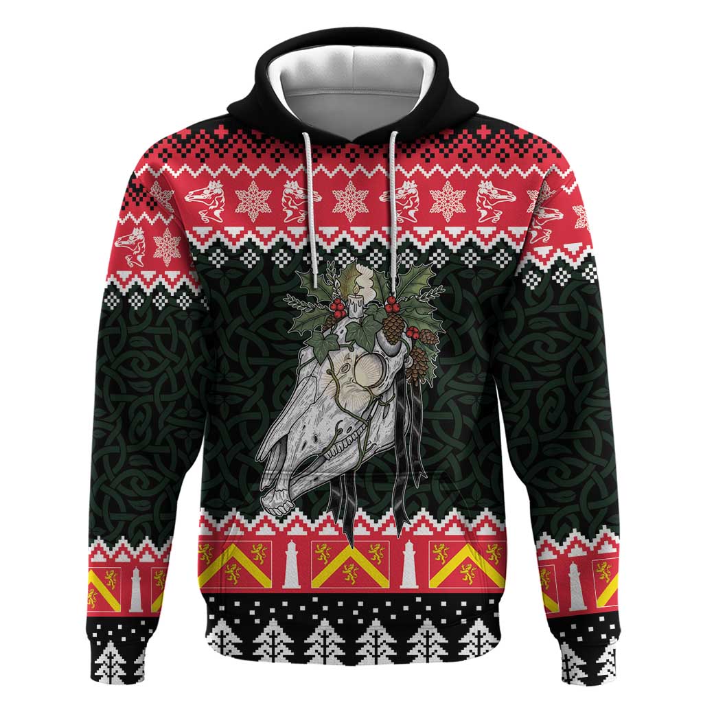 Personalized Anglesey Wales Christmas Hoodie Mari Lwyd Celtic Knot Style LT19
