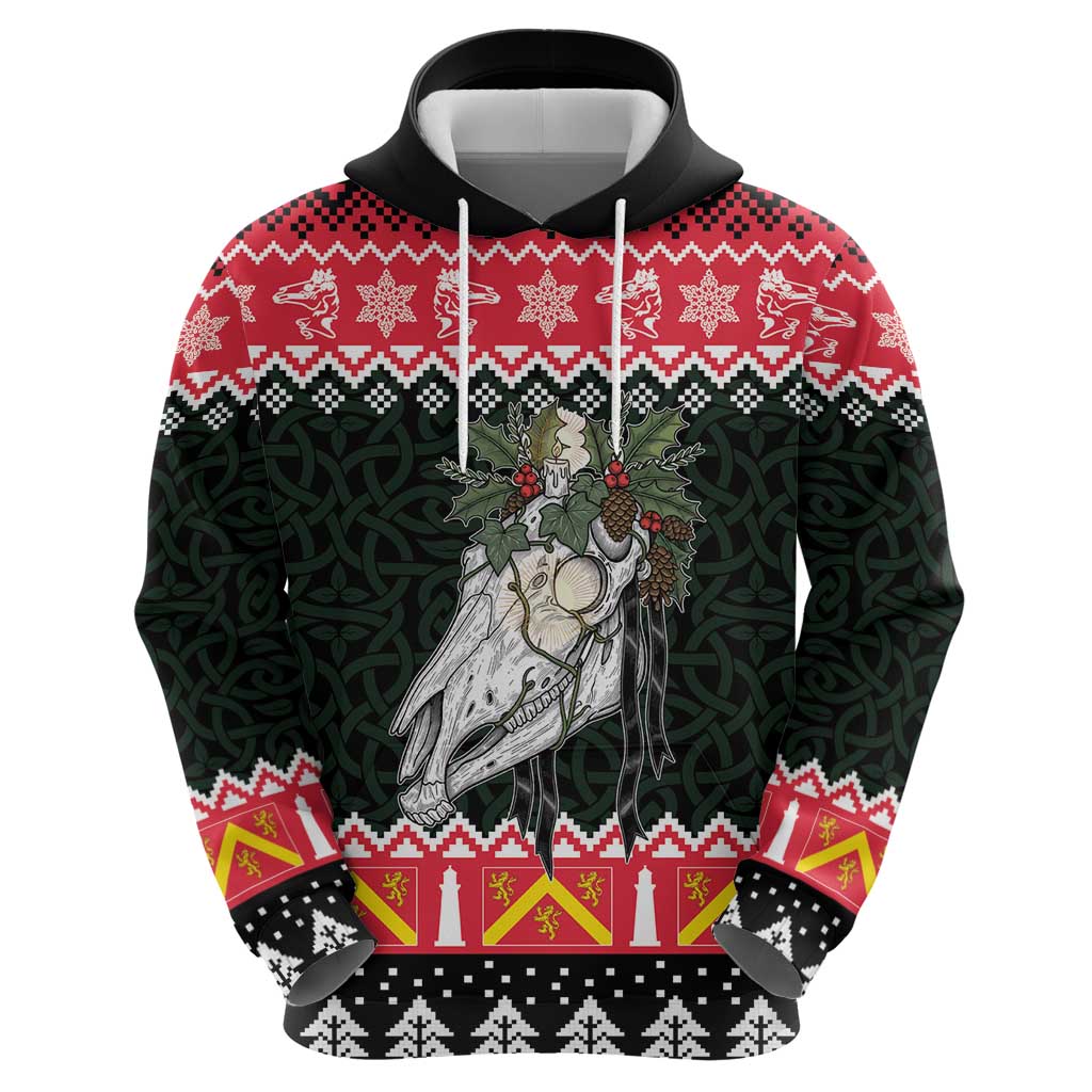 Personalized Anglesey Wales Christmas Hoodie Mari Lwyd Celtic Knot Style LT19