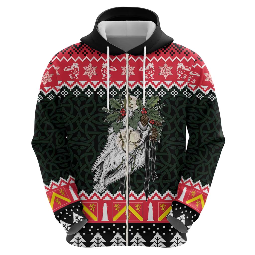 Personalized Anglesey Wales Christmas Hoodie Mari Lwyd Celtic Knot Style LT19