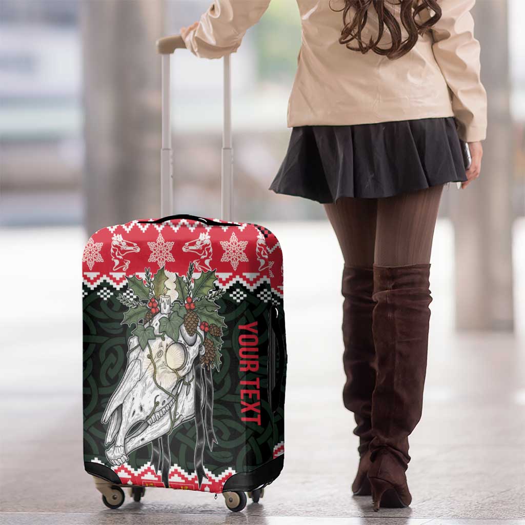 Personalized Anglesey Wales Christmas Luggage Cover Mari Lwyd Celtic Knot Style LT19