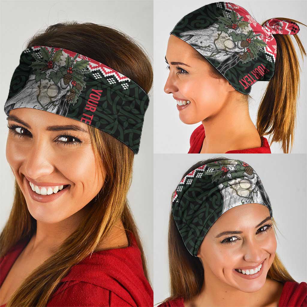 Personalized Anglesey Wales Christmas Neck Gaiter Mari Lwyd Celtic Knot Style LT19