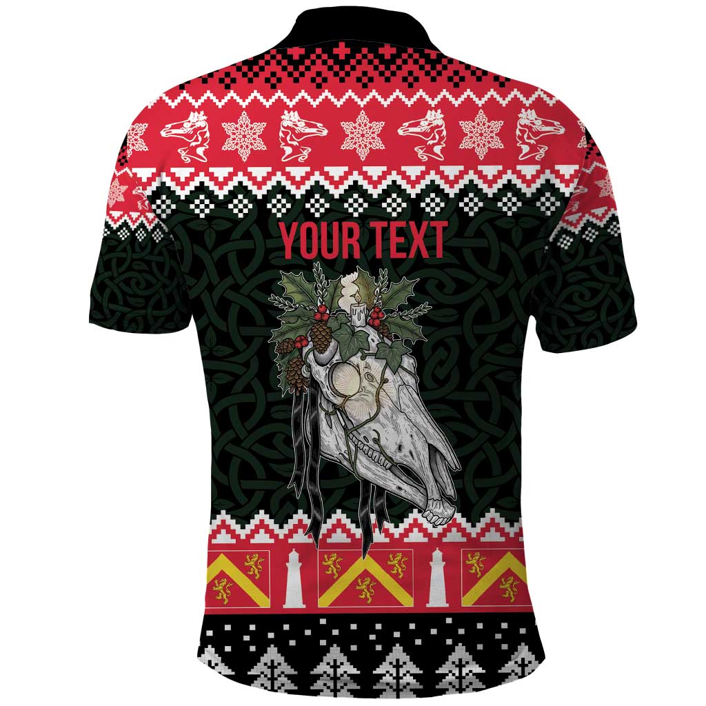 Personalized Anglesey Wales Christmas Polo Shirt Mari Lwyd Celtic Knot Style LT19