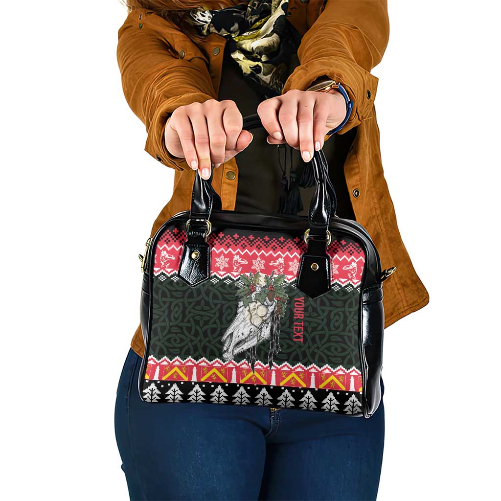 Personalized Anglesey Wales Christmas Shoulder Handbag Mari Lwyd Celtic Knot Style LT19