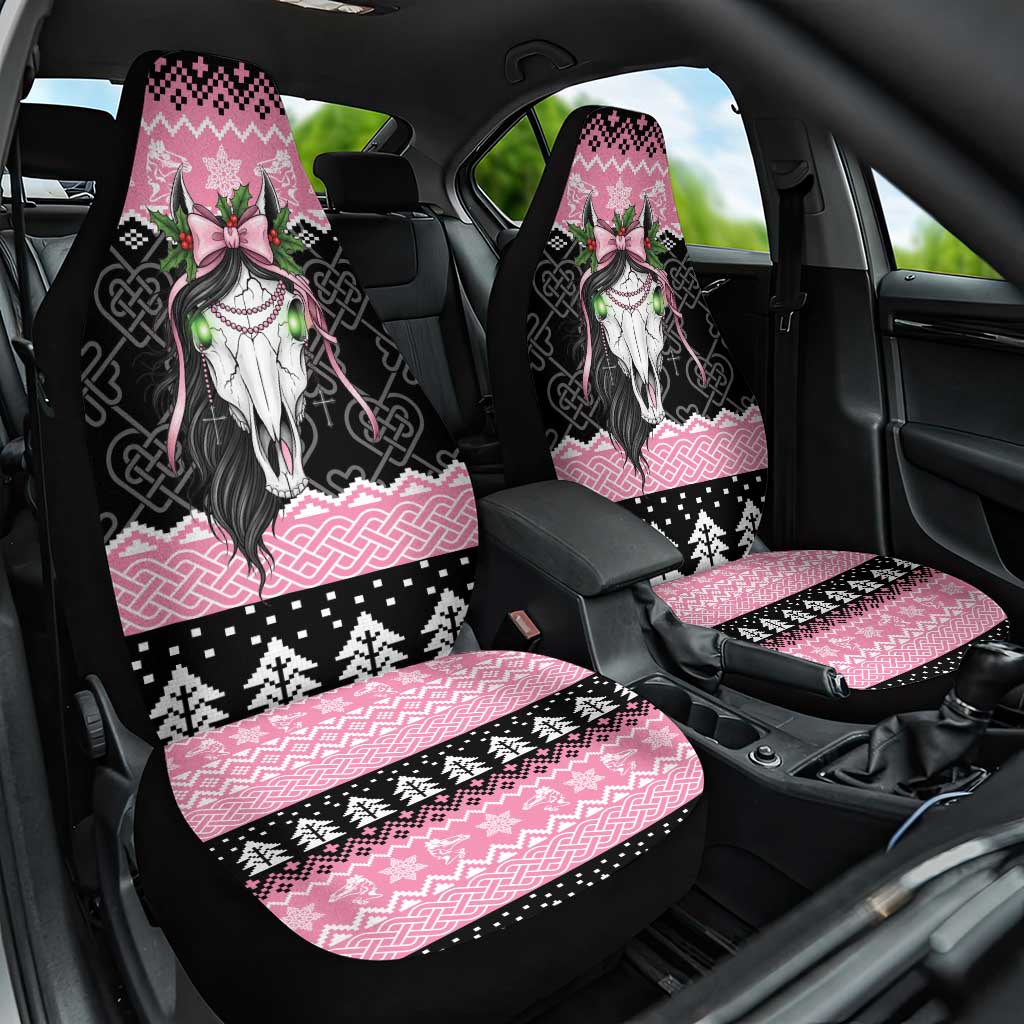 Anglesey Wales Christmas Car Seat Cover Pink Mari Lwyd Welsh Celtic Knot LT19