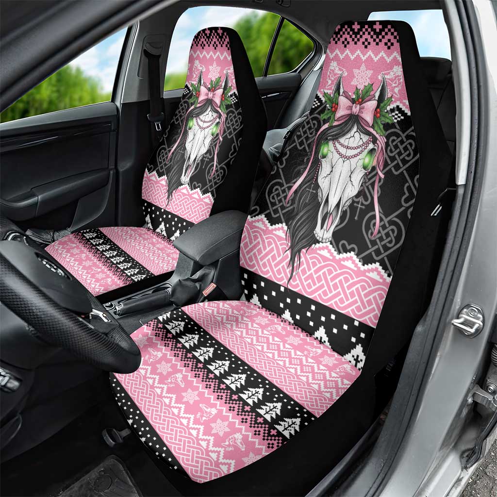 Anglesey Wales Christmas Car Seat Cover Pink Mari Lwyd Welsh Celtic Knot LT19