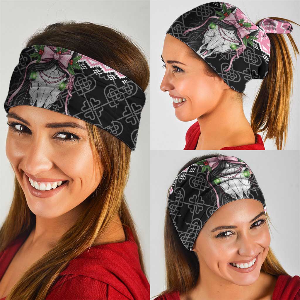 Anglesey Wales Christmas Neck Gaiter Pink Mari Lwyd Welsh Celtic Knot LT19