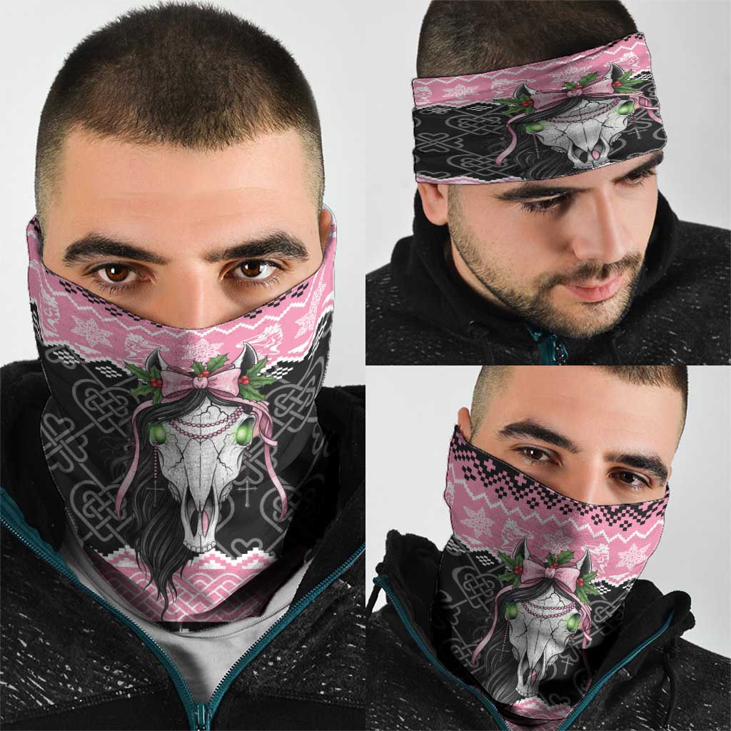 Anglesey Wales Christmas Neck Gaiter Pink Mari Lwyd Welsh Celtic Knot LT19