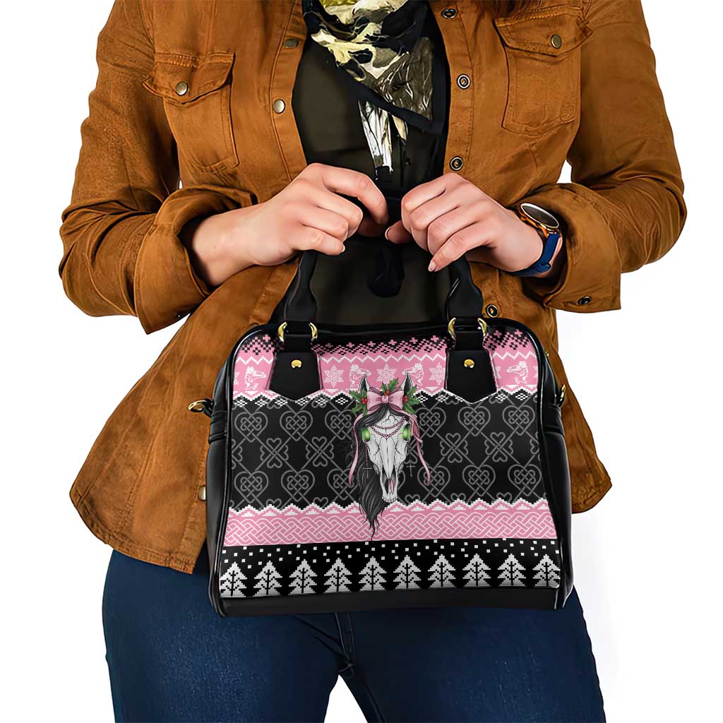 Anglesey Wales Christmas Shoulder Handbag Pink Mari Lwyd Welsh Celtic Knot LT19