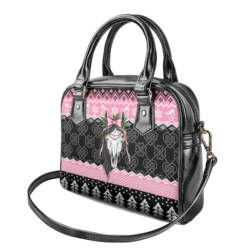 Anglesey Wales Christmas Shoulder Handbag Pink Mari Lwyd Welsh Celtic Knot LT19