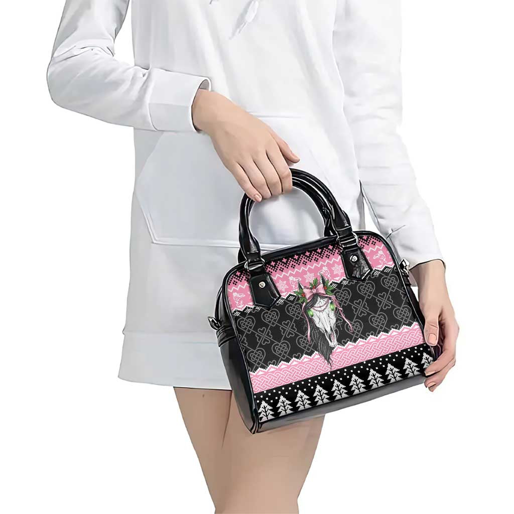 Anglesey Wales Christmas Shoulder Handbag Pink Mari Lwyd Welsh Celtic Knot LT19