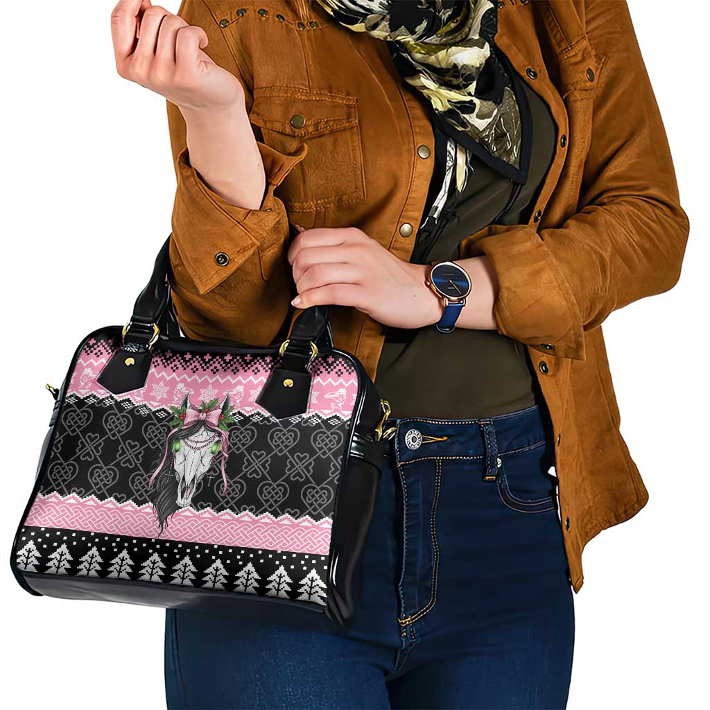 Anglesey Wales Christmas Shoulder Handbag Pink Mari Lwyd Welsh Celtic Knot LT19