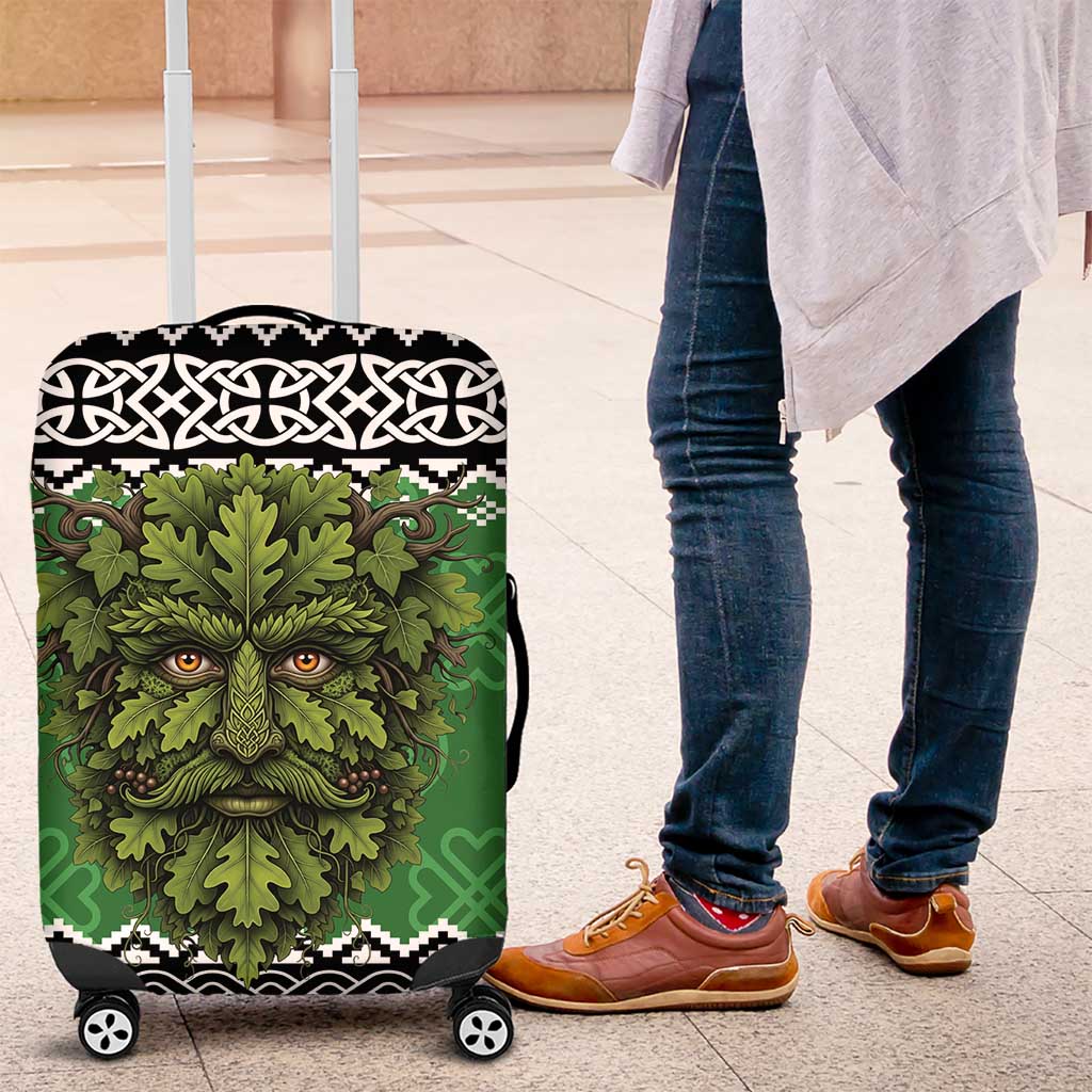 Personalized Anglesey Wales Christmas Luggage Cover Green Man Celtic Knot LT19