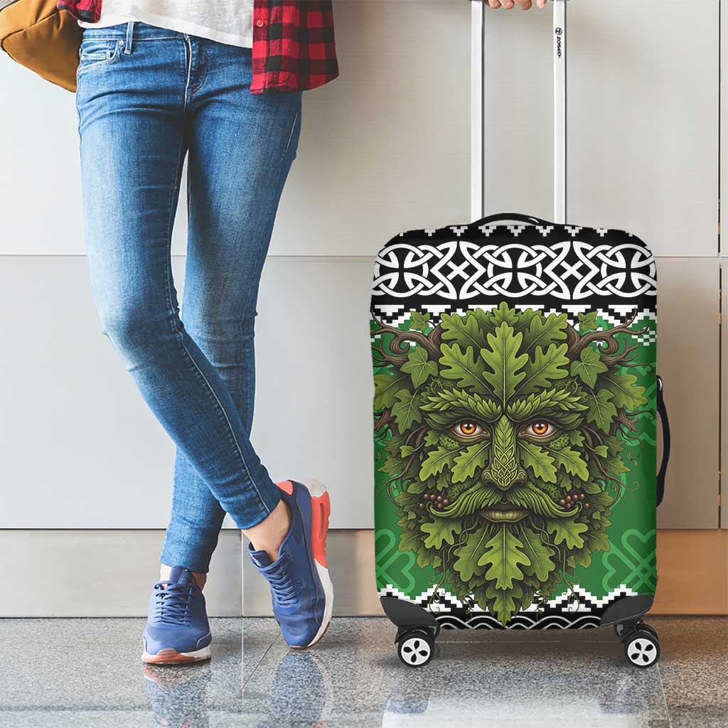 Personalized Anglesey Wales Christmas Luggage Cover Green Man Celtic Knot LT19