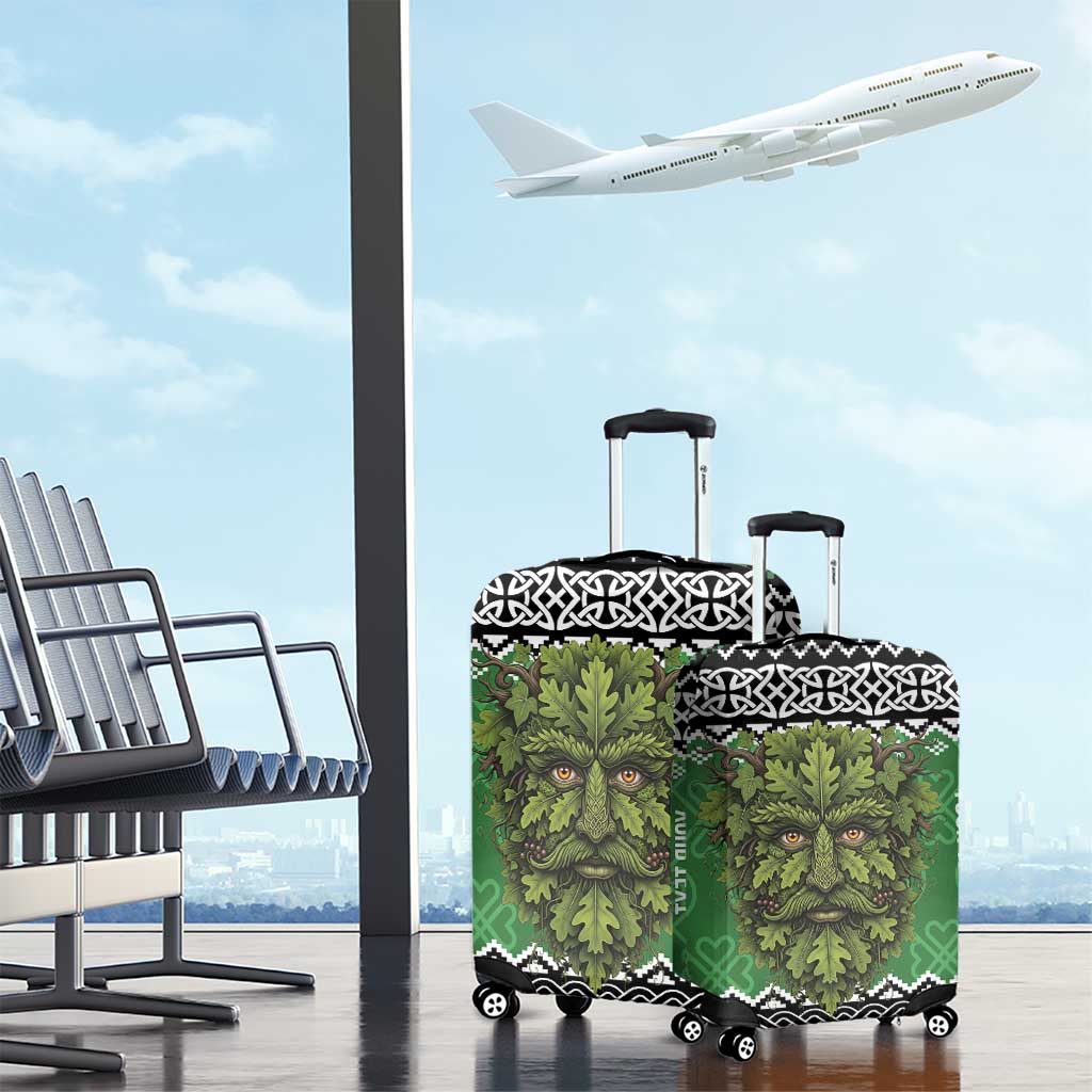 Personalized Anglesey Wales Christmas Luggage Cover Green Man Celtic Knot LT19