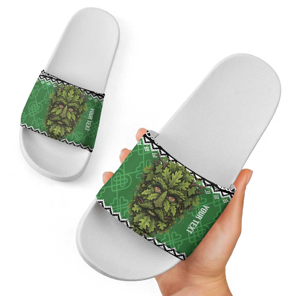 Personalized Anglesey Wales Christmas Slide Sandals Green Man Celtic Knot LT19