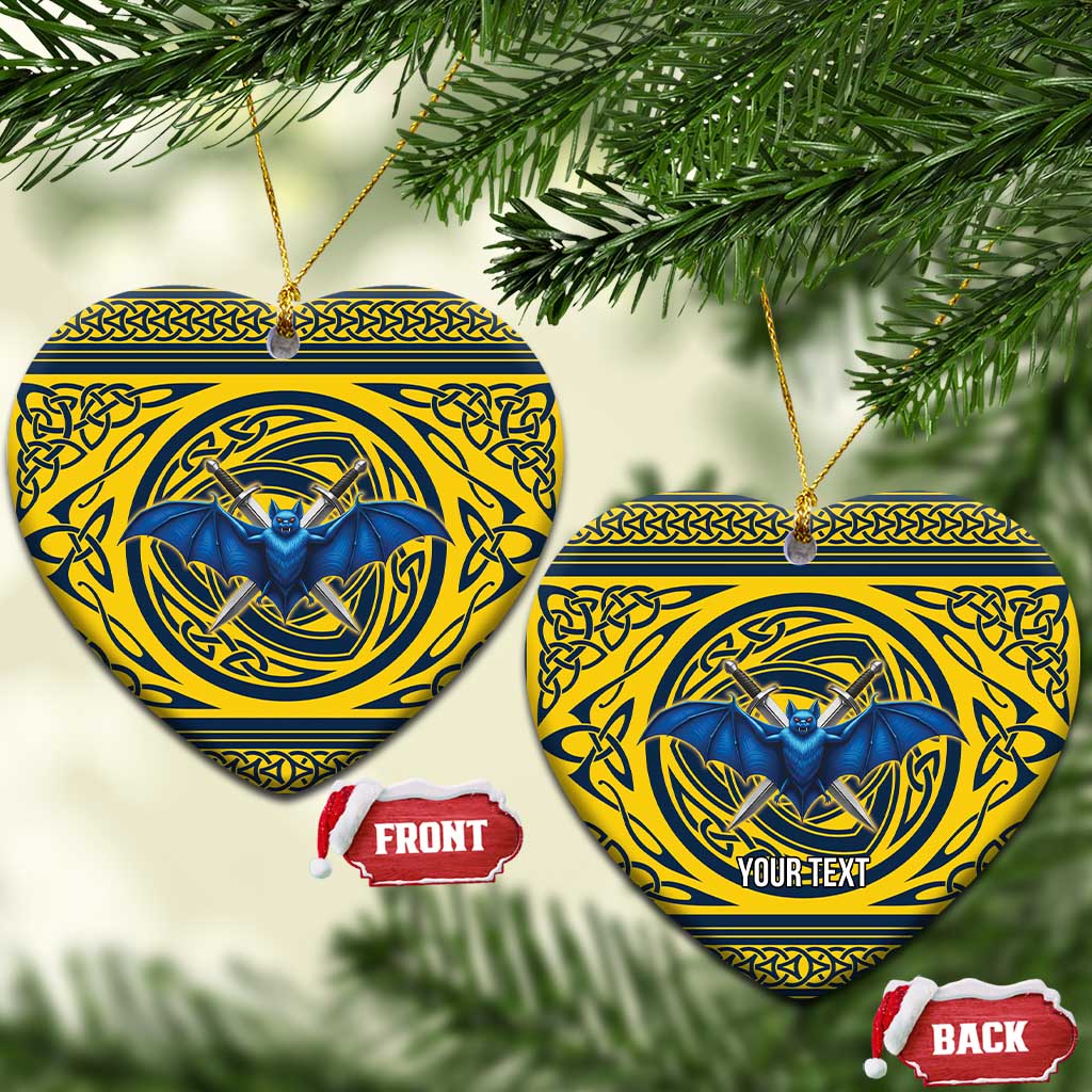 Personalized Brecknockshire Wales Ceramic Ornament Welsh Celtic Bat And Swords Design LT19